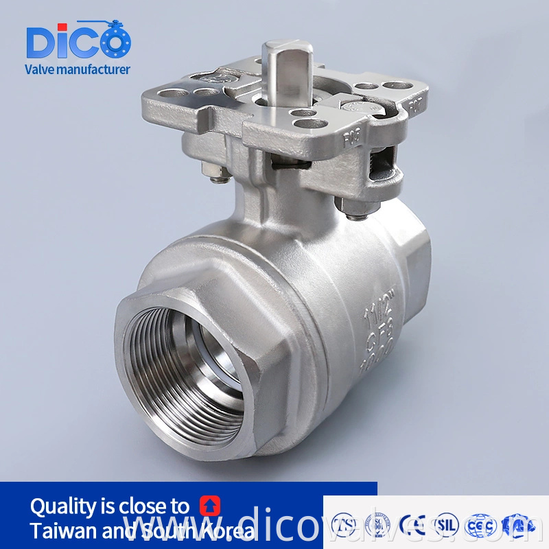 Wenzhou Supplier Water Treatment CF8 with ISO5211 Pad Bsp/BSPT End 2PC Ball Valve